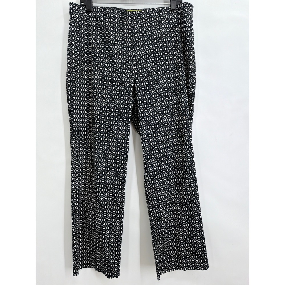 Sigrid Olsen Womens Black White Geometric Medallion Print Ankle Pants Size 14